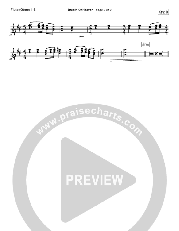 Breath Of Heaven (Mary's Song) Flute/Oboe 1/2/3 (Amy Grant)