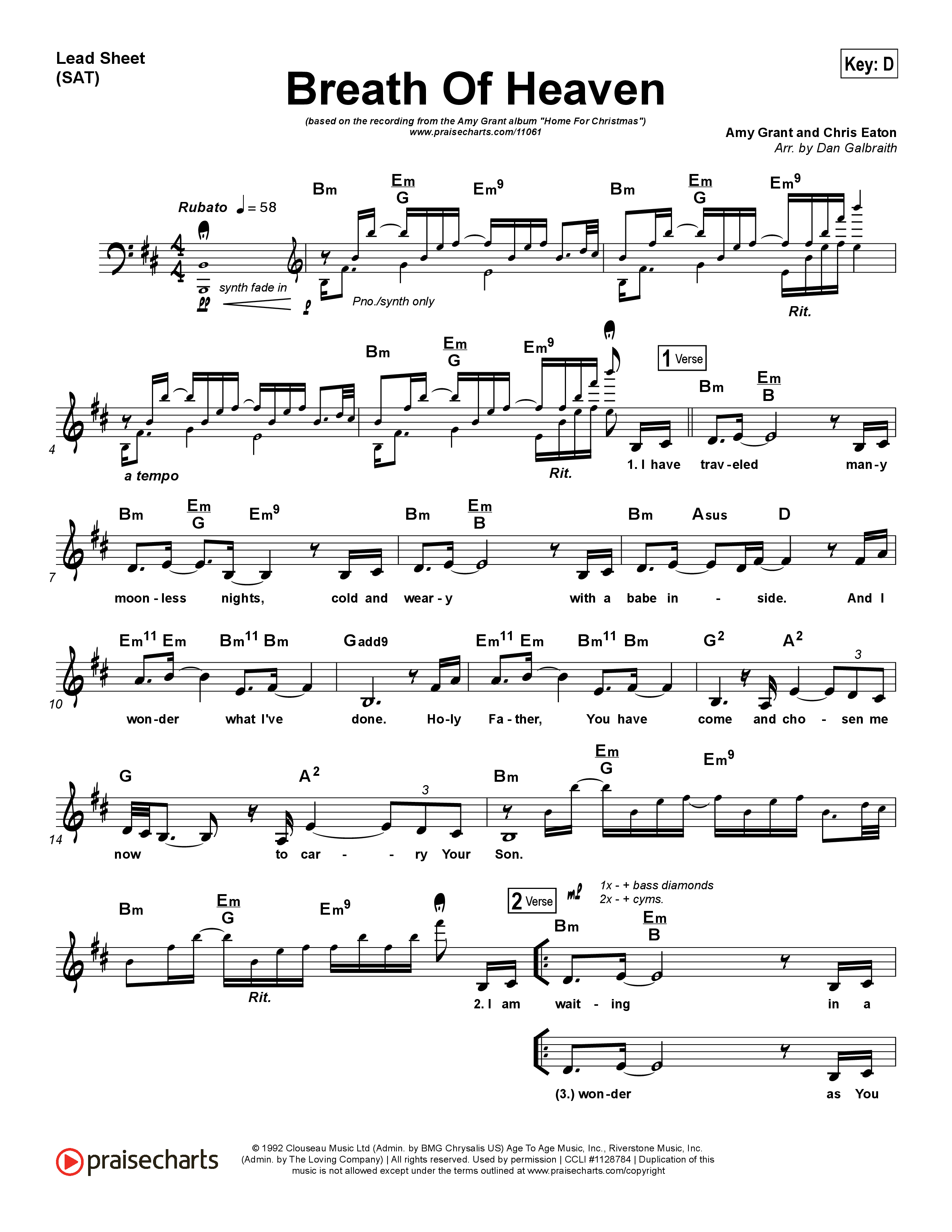 Breath Of Heaven (Mary's Song) Lead Sheet (Print Only) (Amy Grant)