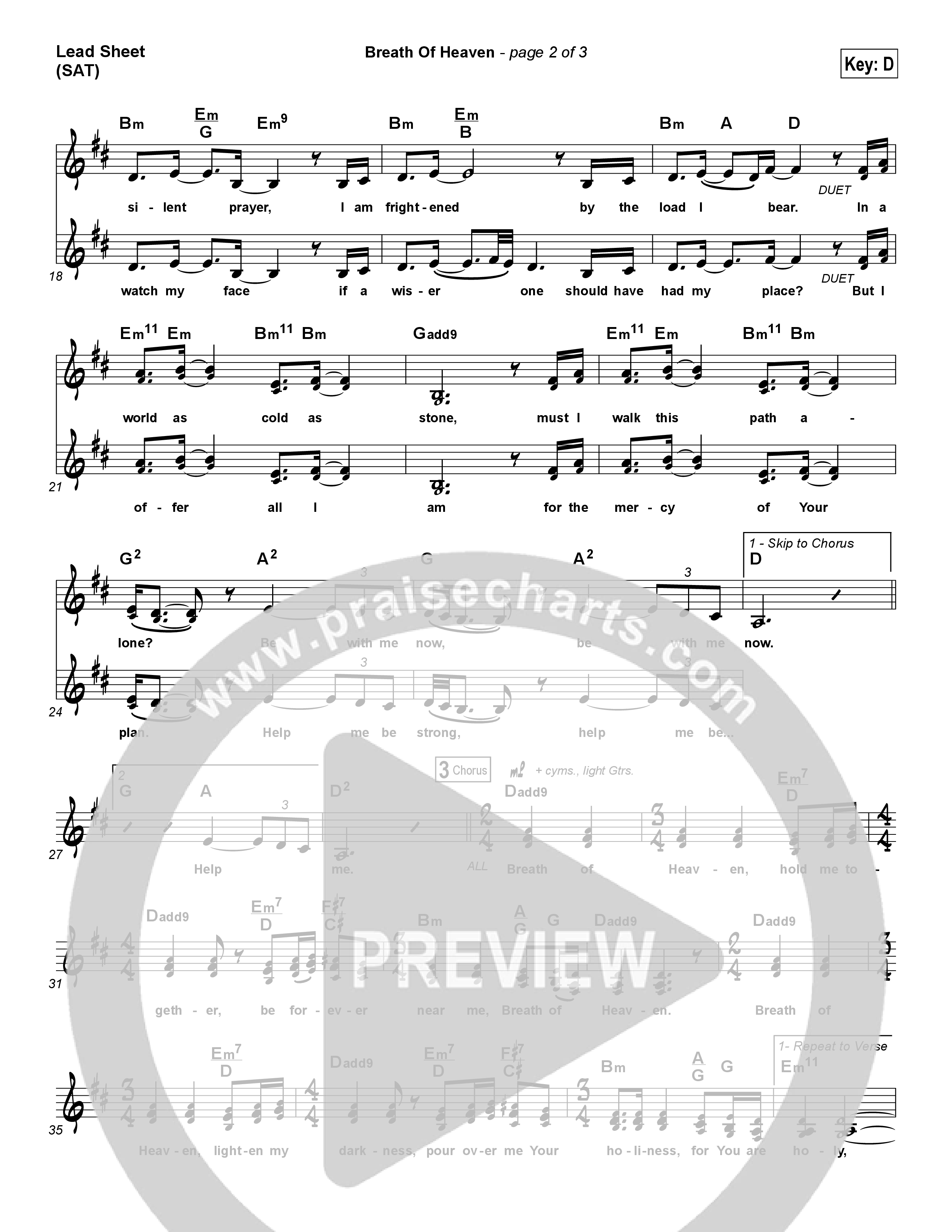 Breath Of Heaven (Mary's Song) Lead Sheet (Print Only) (Amy Grant)