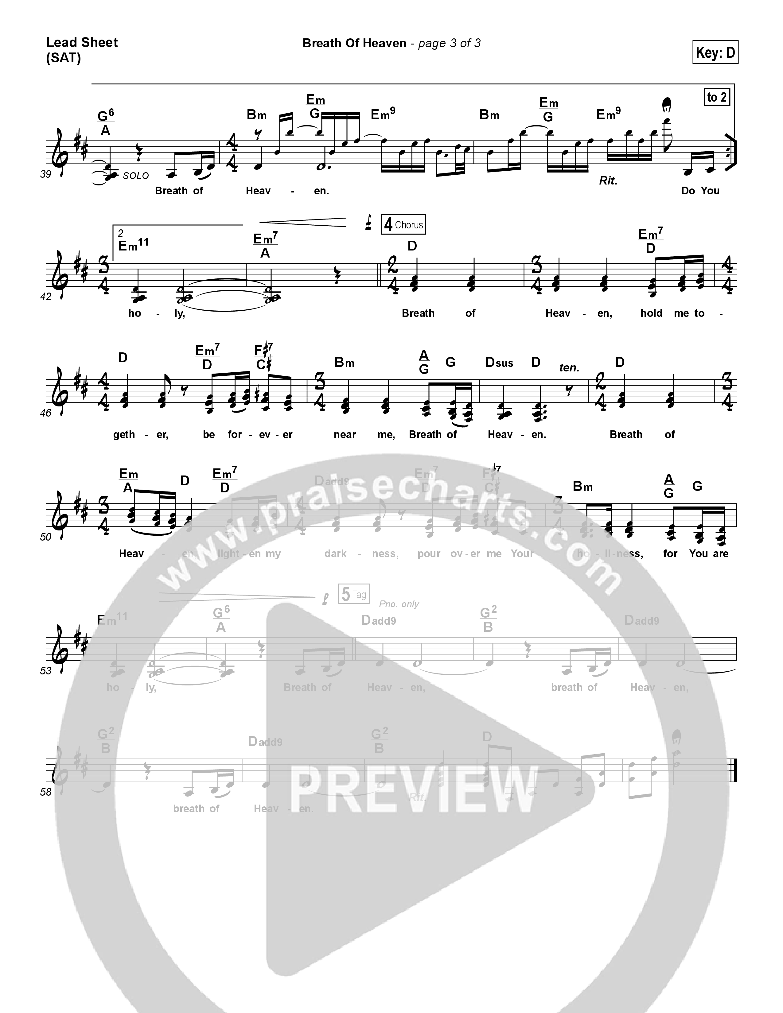 Breath Of Heaven (Mary's Song) Lead Sheet (Print Only) (Amy Grant)