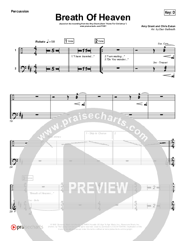 Breath Of Heaven (Mary's Song) Percussion (Amy Grant)