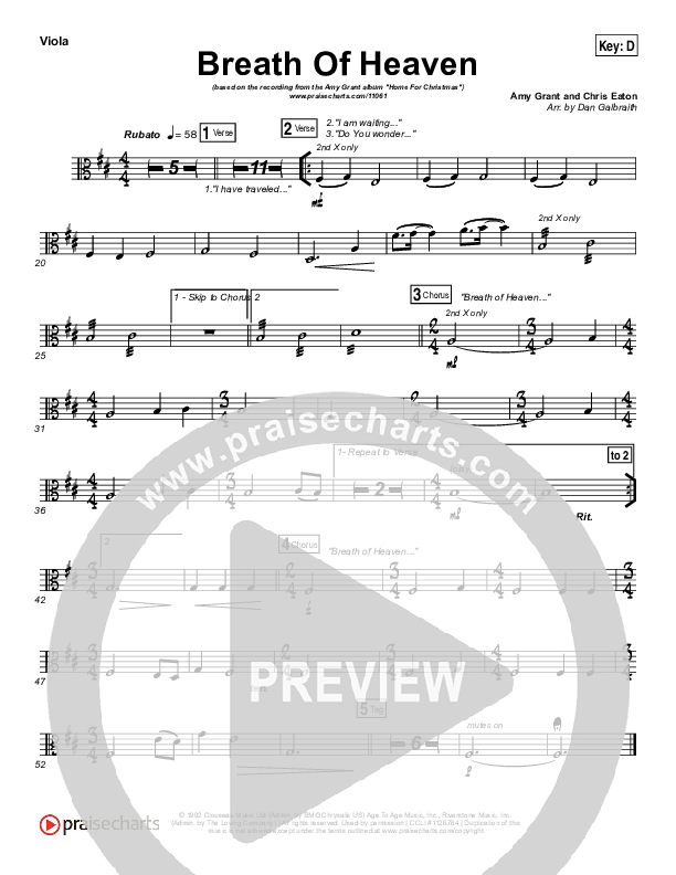 Breath Of Heaven (Mary's Song) Viola (Amy Grant)