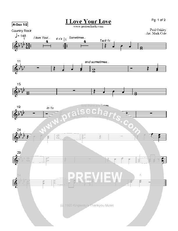 I Love Your Love Alto Sax 1/2 (Paul Oakley)