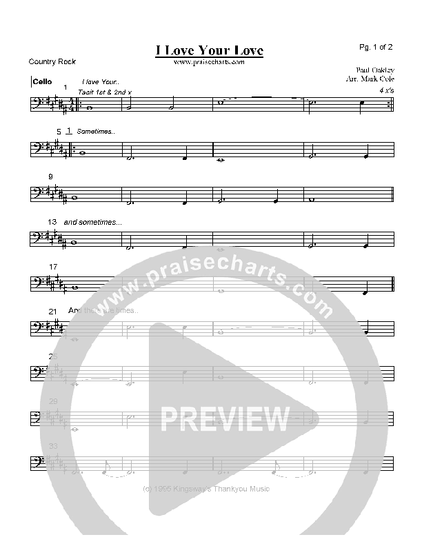 I Love Your Love Cello (Paul Oakley)