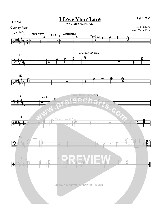 I Love Your Love Trombone 1/2/3 (Paul Oakley)