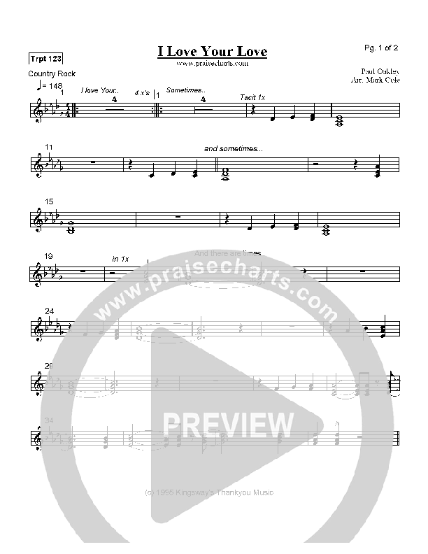 I Love Your Love Trumpet 1/2/3 (Paul Oakley)