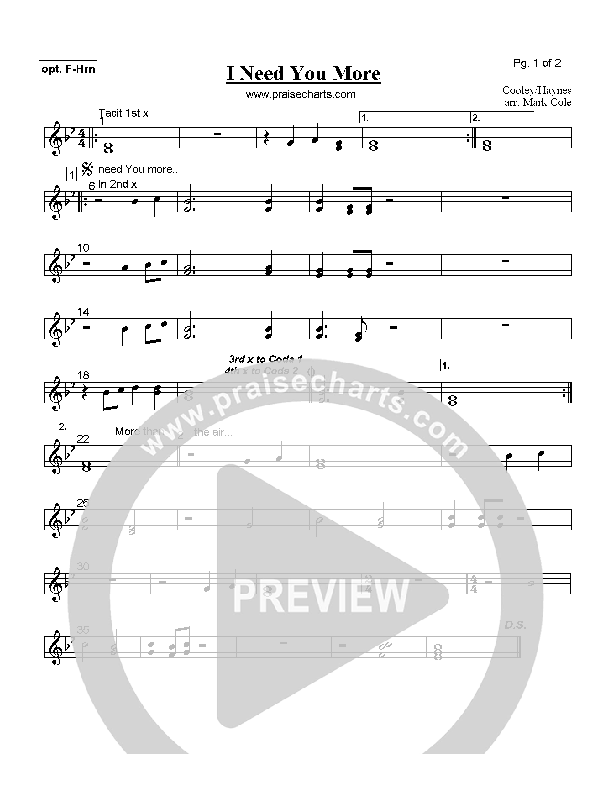 I Need You More French Horn (Lindell Cooley)