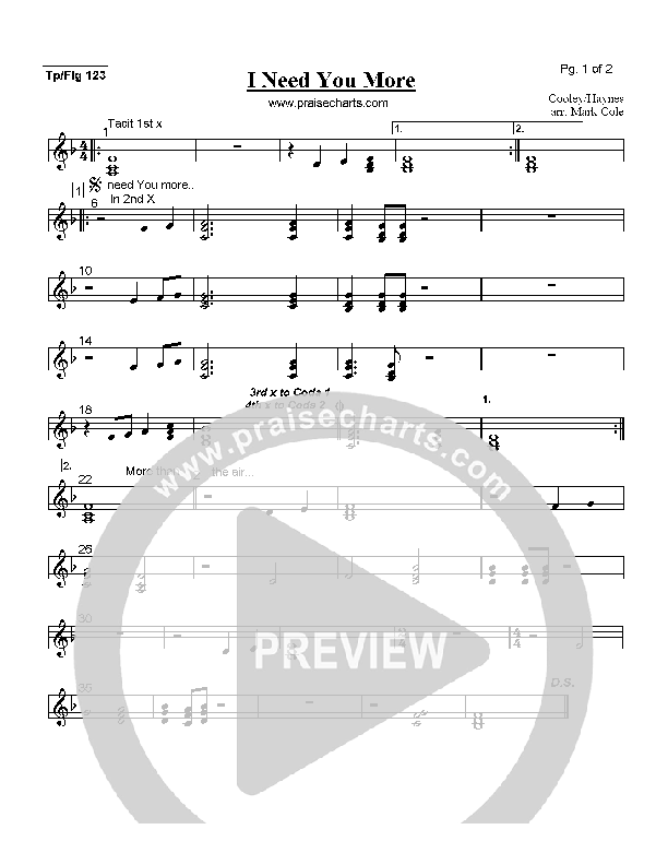 I Need You More Trumpet (Lindell Cooley)