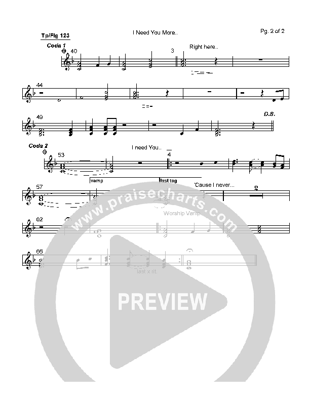 I Need You More Trumpet (Lindell Cooley)