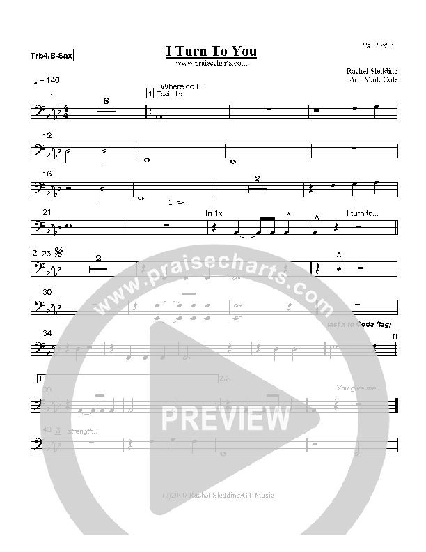 I Turn To You Trombone 4/Bari Sax (Mark Cole)