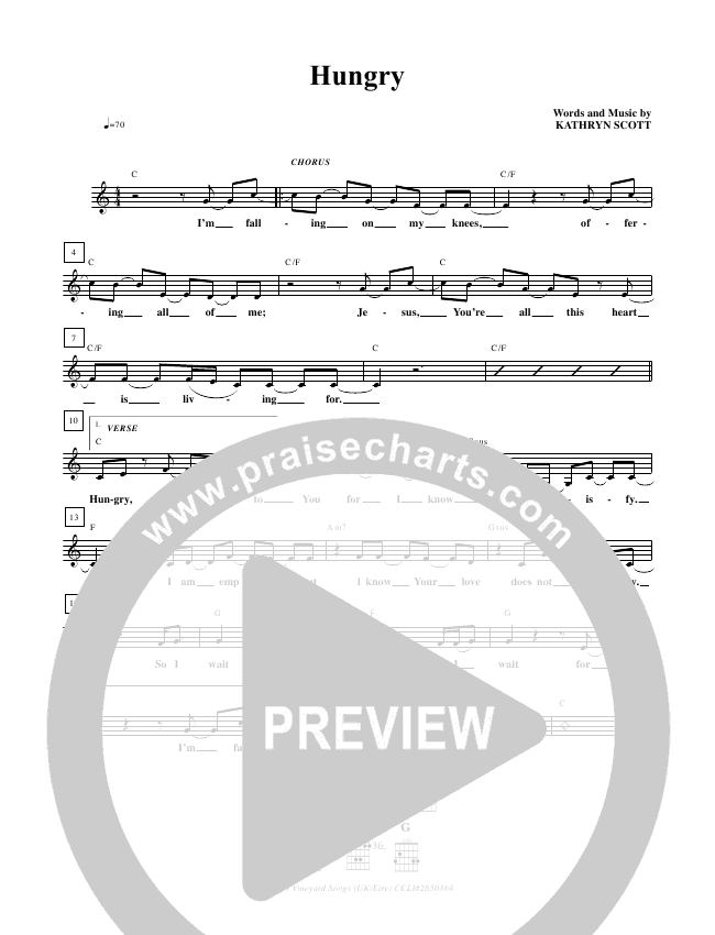 Hungry Sheet Music Pdf Kathryn Scott Praisecharts