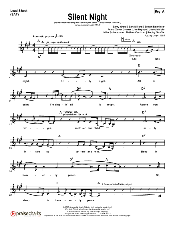 Silent Night Lead Sheet (SAT) (MercyMe)