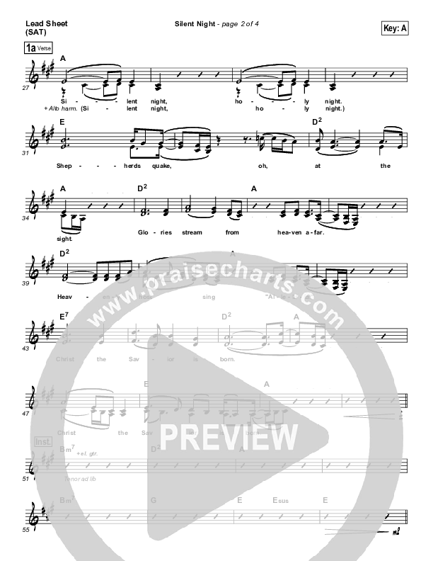 Silent Night Lead Sheet (SAT) (MercyMe)