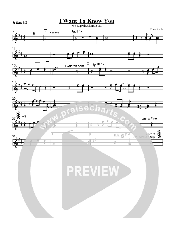 I Want To Know You Alto Sax 1/2 (Mark Cole)