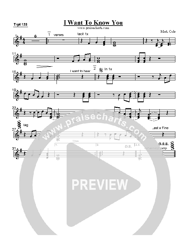 I Want To Know You Trumpet 1/2/3 (Mark Cole)