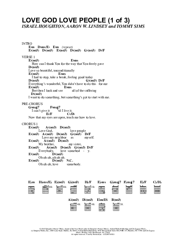 Love God Love People Chord Chart (Israel Houghton)