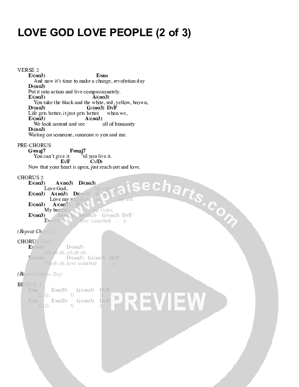 Love God Love People Chord Chart (Israel Houghton)