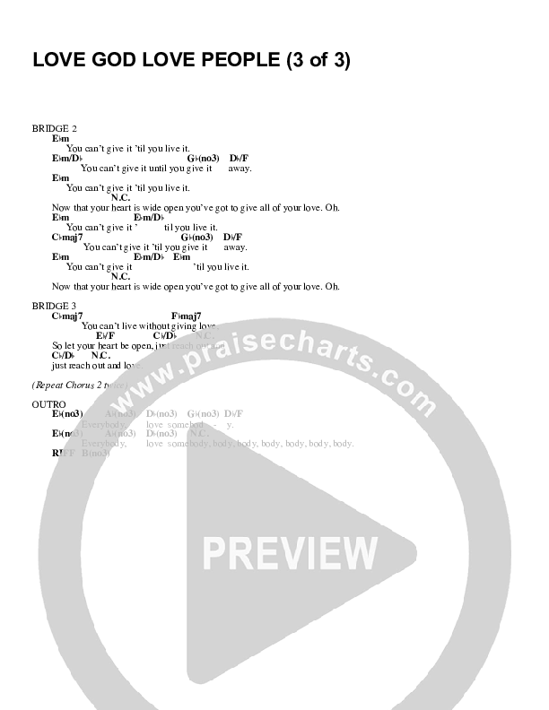 Love God Love People Chord Chart (Israel Houghton)