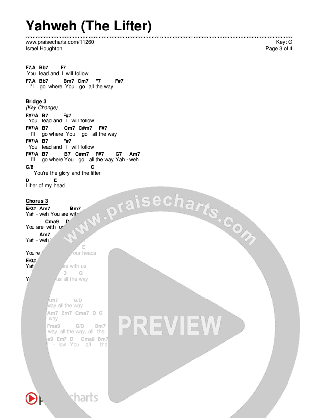 Yahweh (The Lifter) Chords & Lyrics (Israel Houghton)