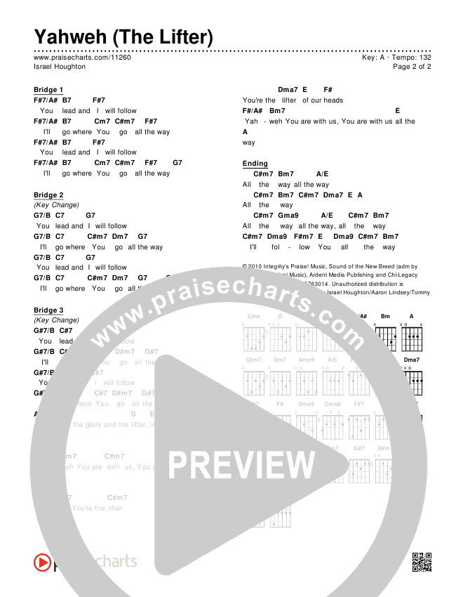 Yahweh (The Lifter) Chords & Lyrics (Israel Houghton)