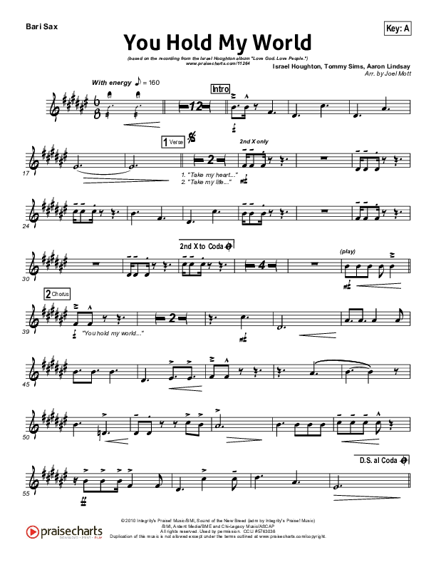 You Hold My World Bari Sax (Israel Houghton)