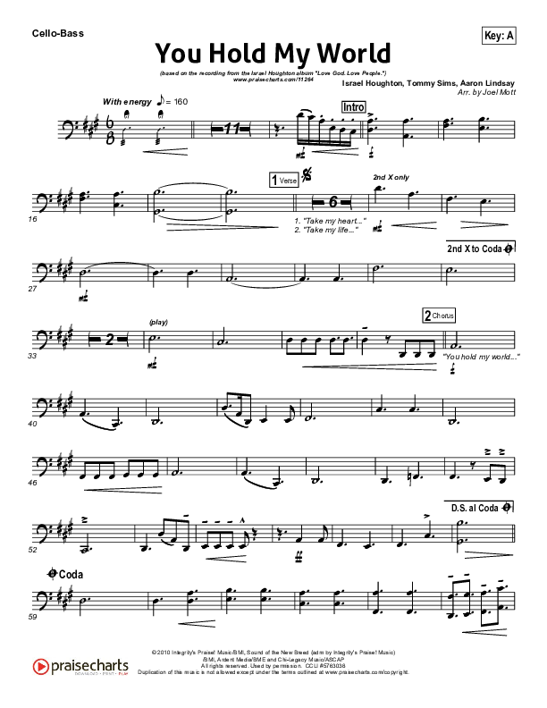 You Hold My World Cello/Bass (Israel Houghton)