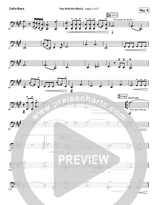 You Hold My World Cello/Bass (Israel Houghton)