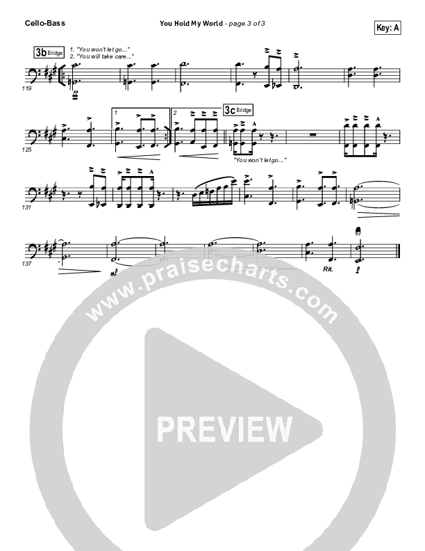 You Hold My World Cello/Bass (Israel Houghton)