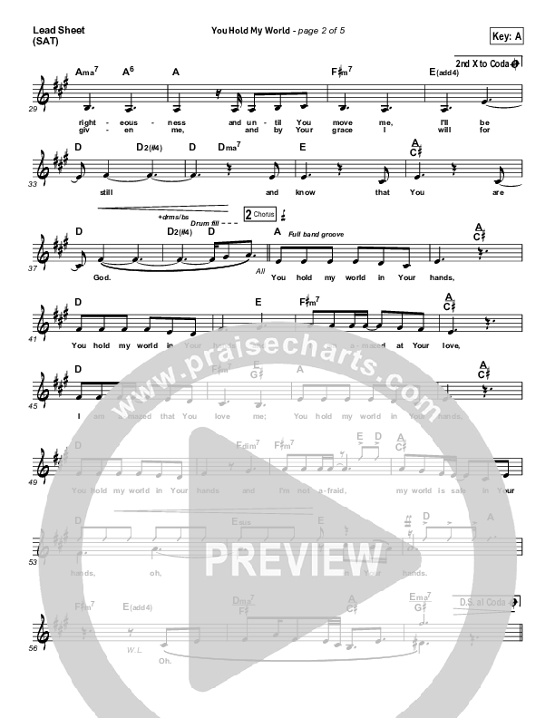 You Hold My World Lead Sheet (Israel Houghton)