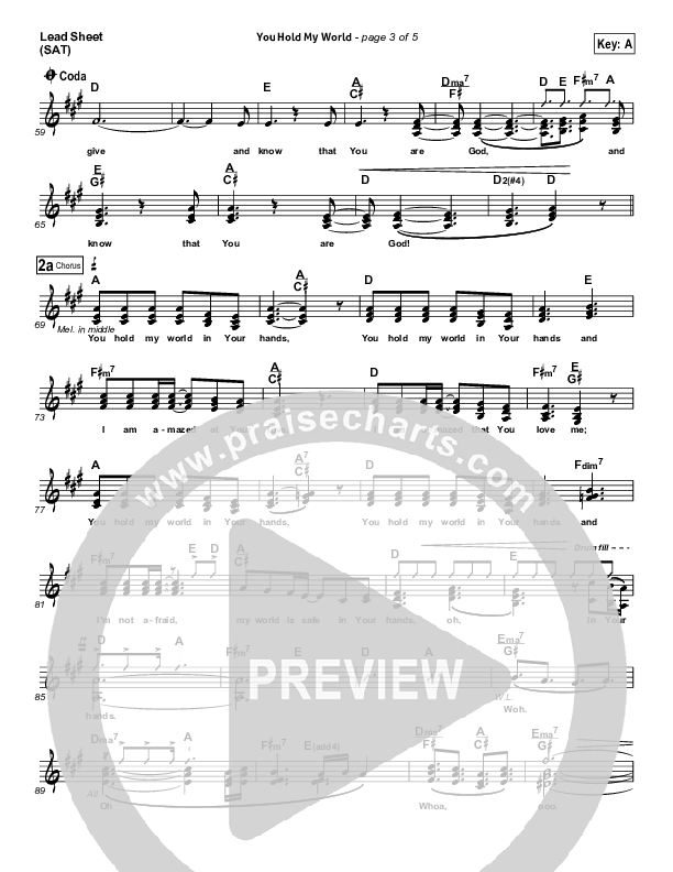 You Hold My World Lead Sheet (Israel Houghton)