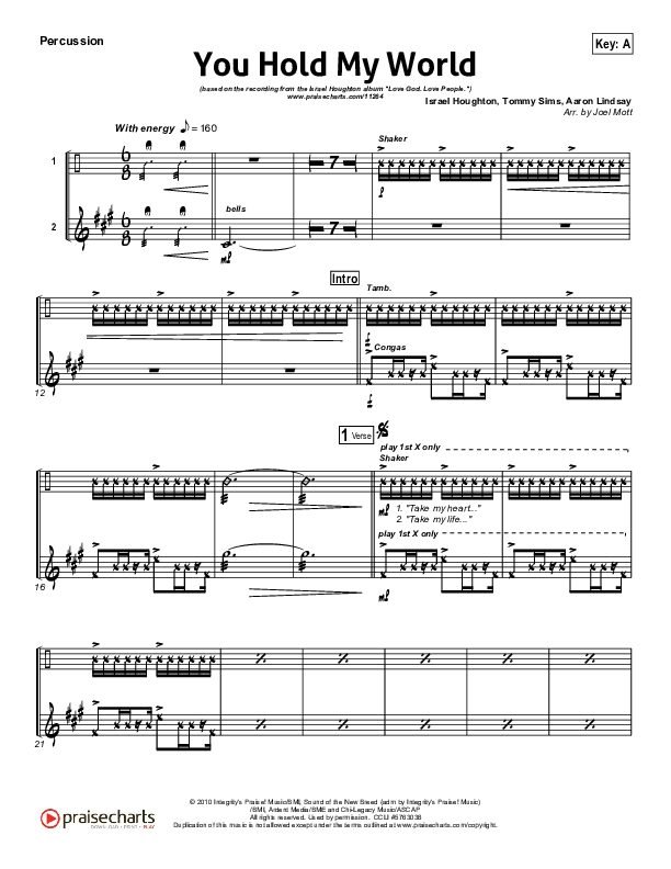 You Hold My World Percussion (Israel Houghton)