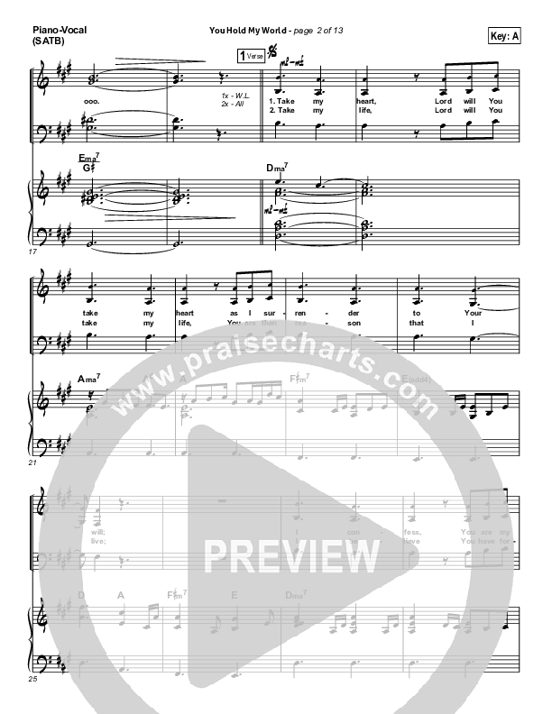 You Hold My World Piano/Vocal Pack (Israel Houghton)