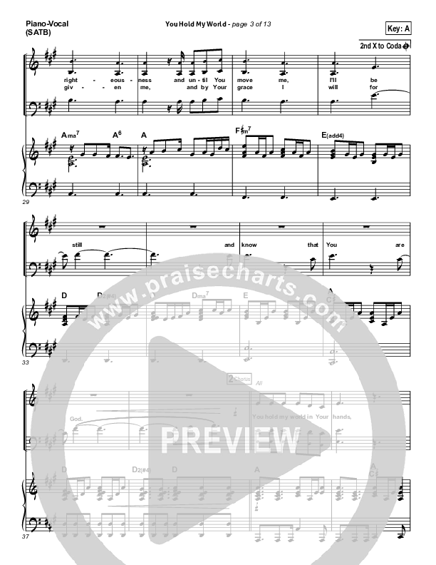 You Hold My World Piano/Vocal (SATB) (Israel Houghton)