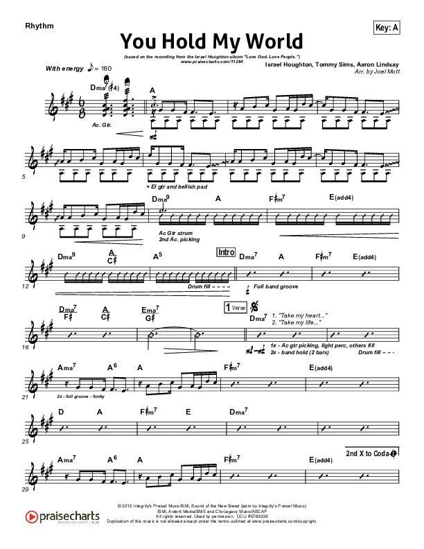 You Hold My World Rhythm Chart (Israel Houghton)