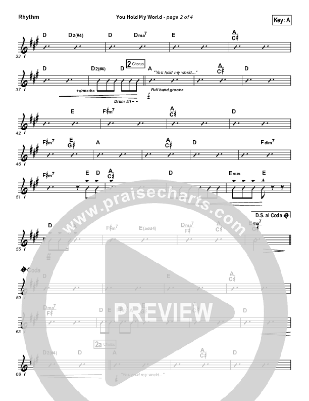 You Hold My World Rhythm Chart (Israel Houghton)
