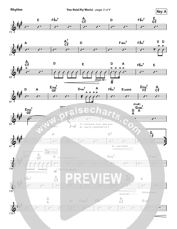 You Hold My World Rhythm Chart (Israel Houghton)