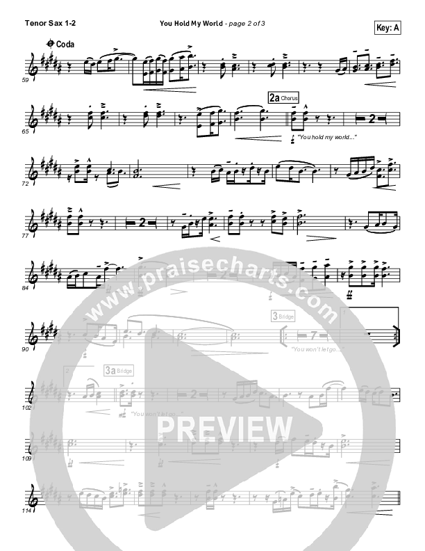 You Hold My World Tenor Sax 1/2 (Israel Houghton)