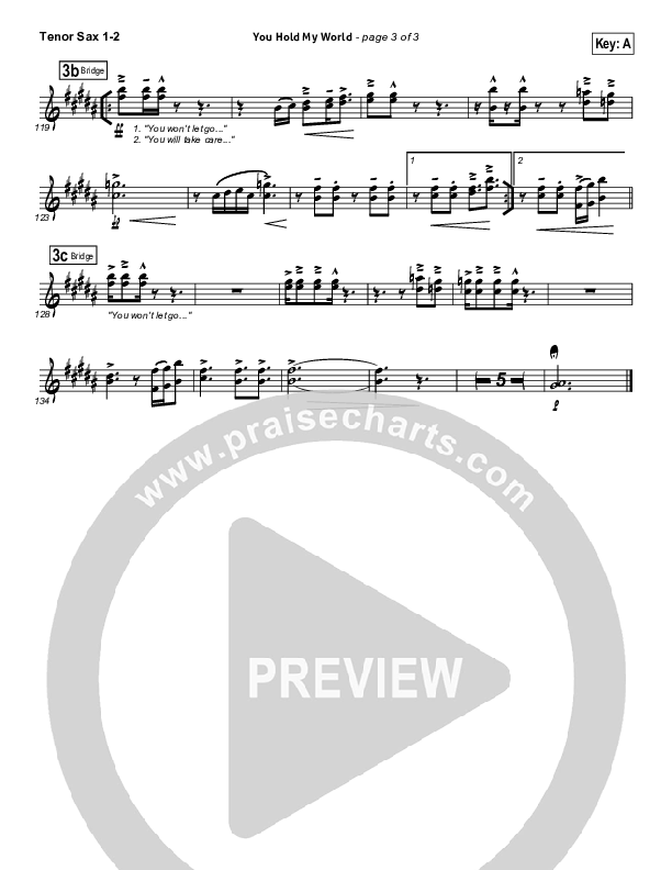 You Hold My World Tenor Sax 1/2 (Israel Houghton)