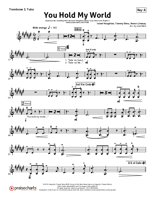 You Hold My World Trombone 3/Tuba (Israel Houghton)
