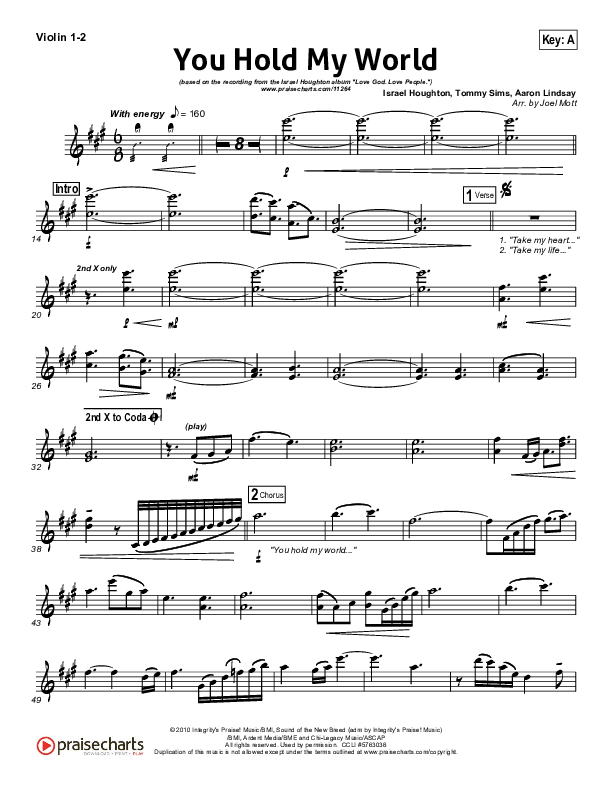You Hold My World Violin 1/2 (Israel Houghton)