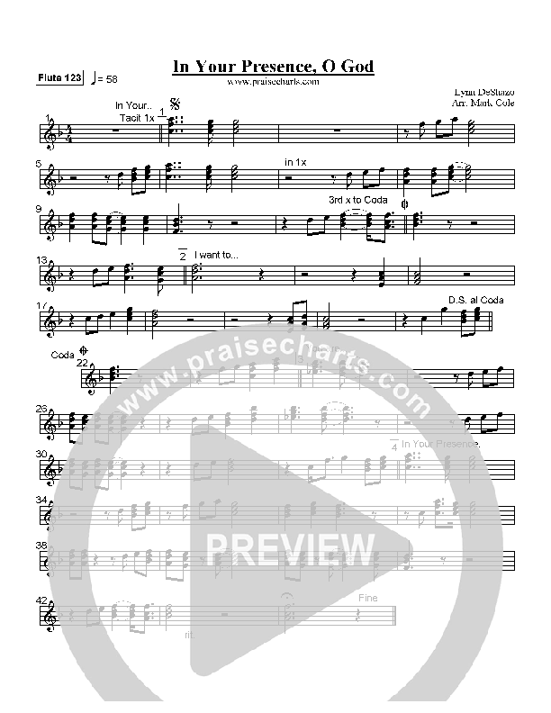 In Your Presence O God Flute 1/2/3 (Lynn DeShazo)