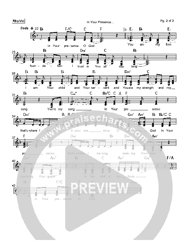 In Your Presence O God Rhythm/Vocal (Lynn DeShazo)