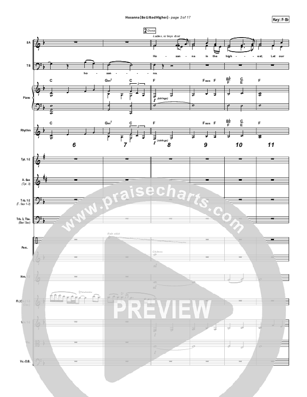 Hosanna (Be Lifted Higher) Conductor's Score (Israel Houghton)
