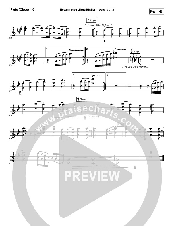 Hosanna (Be Lifted Higher) Flute/Oboe 1/2/3 (Israel Houghton)