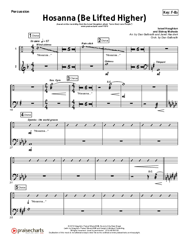 Hosanna (Be Lifted Higher) Percussion (Israel Houghton)