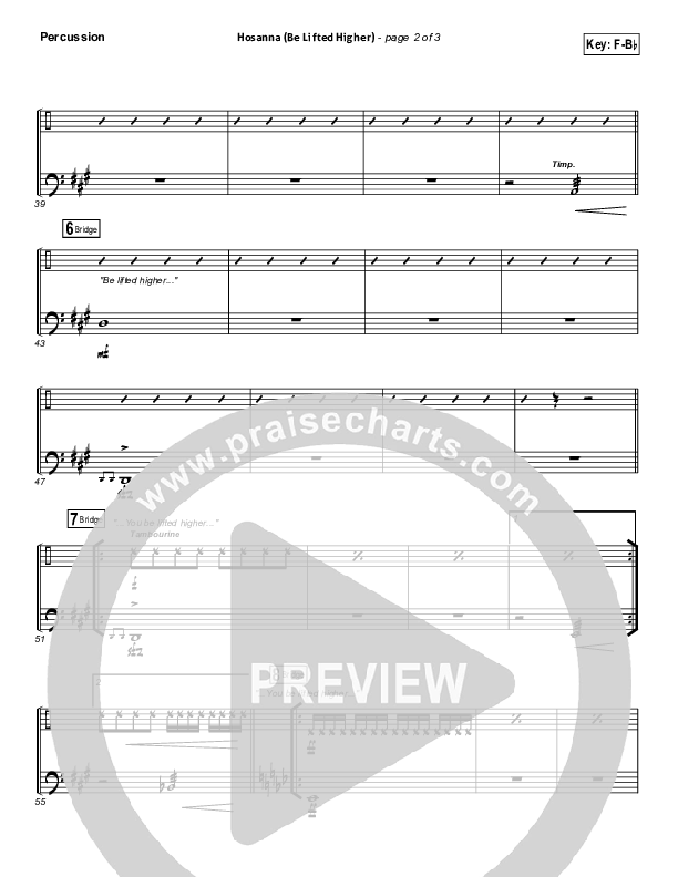 Hosanna (Be Lifted Higher) Percussion (Israel Houghton)