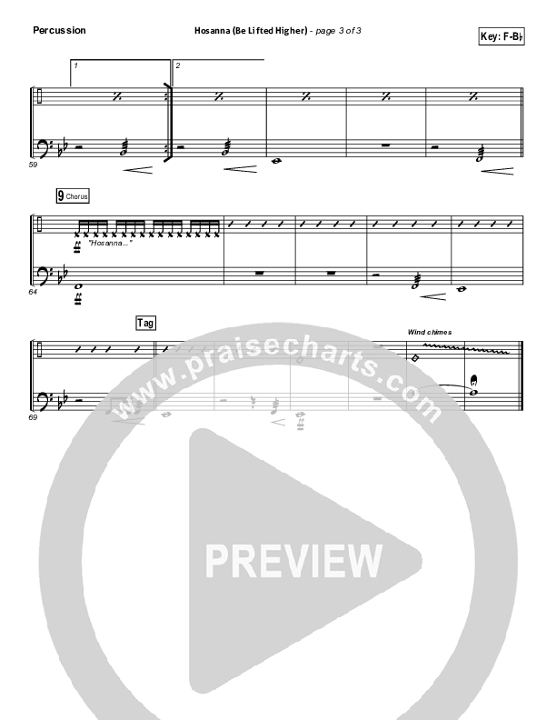 Hosanna (Be Lifted Higher) Percussion (Israel Houghton)