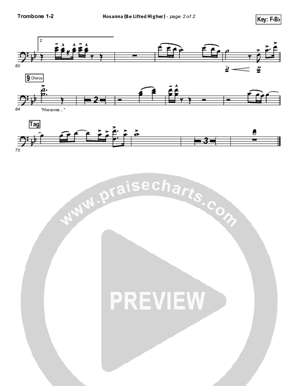 Hosanna (Be Lifted Higher) Trombone 1/2 (Israel Houghton)