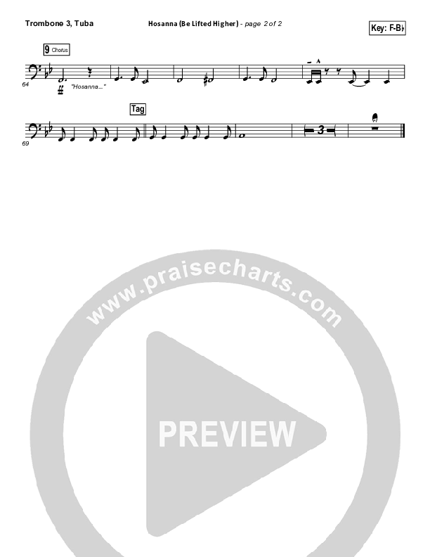 Hosanna (Be Lifted Higher) Trombone 3/Tuba (Israel Houghton)