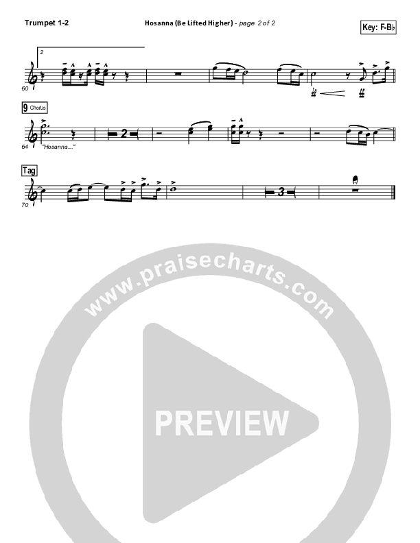 Hosanna (Be Lifted Higher) Trumpet 1,2 (Israel Houghton)